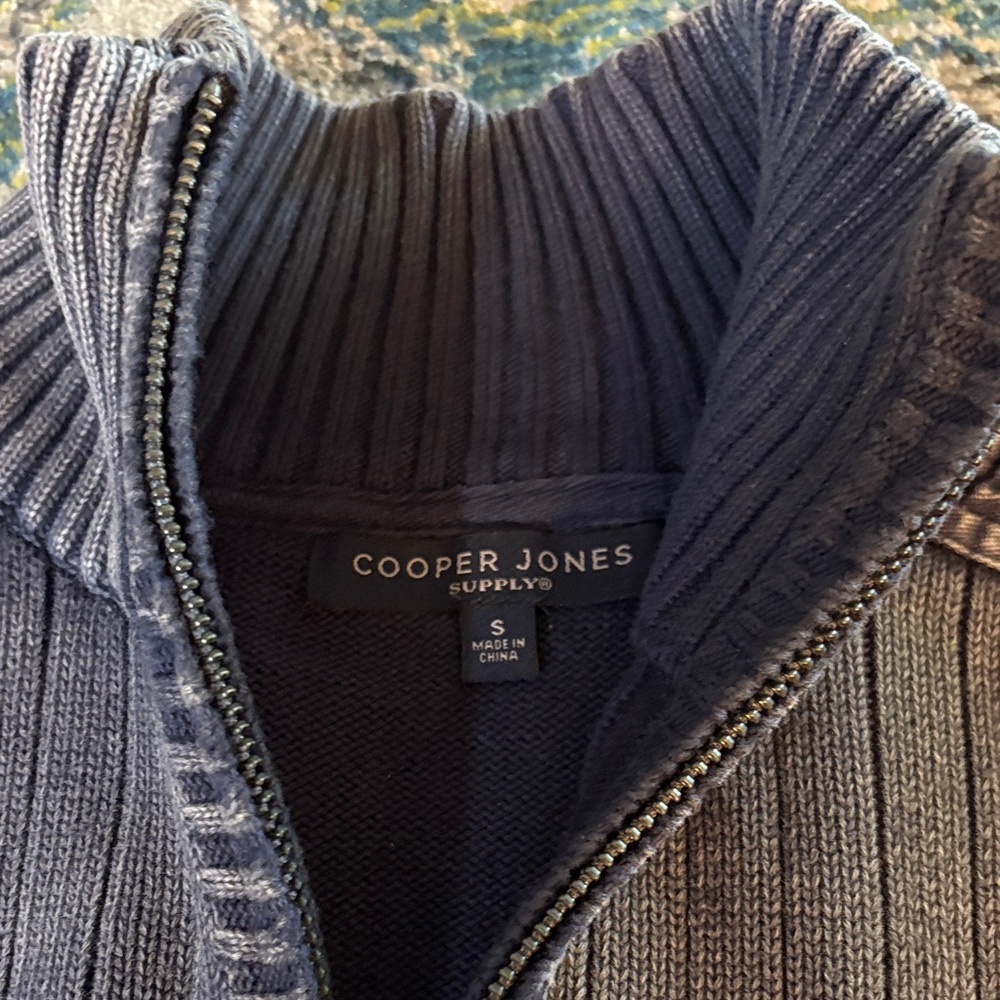 Cooper Jones Men's Blue Sweater with Elbow Patches - Picture 2 of 3
